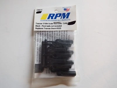 RPM - BLACK TRAXXAS 1/10th Scale Rod Ends - Long - Pivot balls - Model # 80512 - Image 1 of 2