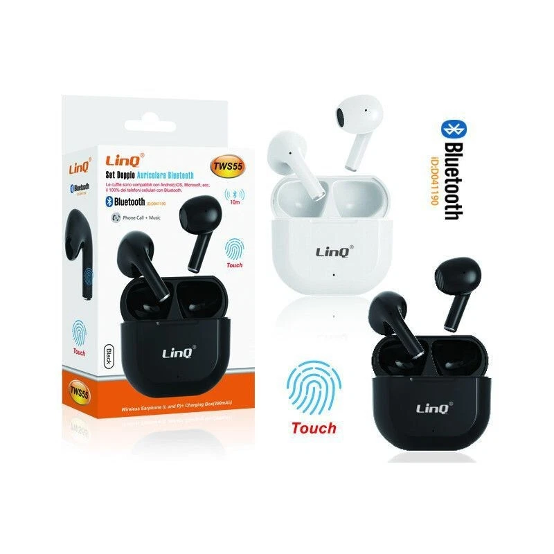 x Auricolari Bluetooth LinQ TWS55 Touch Control Custodia Ricarica 200mAh - Immagine 1 di 1