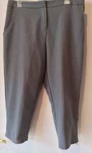 EXPRESS Women Junior Gray Cropped Ancle Dress Pants Side Zippers Hem Size 13 14 - Picture 1 of 5