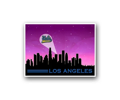 UCLA Bruins Poster City Skyline Art Print Man Cave Decor 12x16" Cover