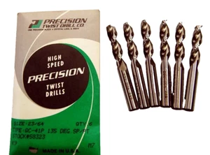 6 Pcs. Precision Twist QC41P 23/64"(0.3594") HSS Parabolic Screw Machine Drills - Picture 1 of 3