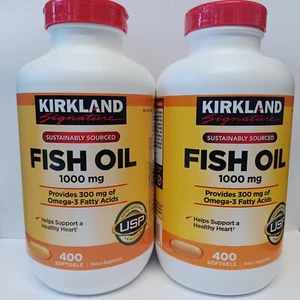 (2 Pack) Kirkland Signature Fish Oil 1000 mg 400 Softgels each Exp 01/2027 - Picture 1 of 1