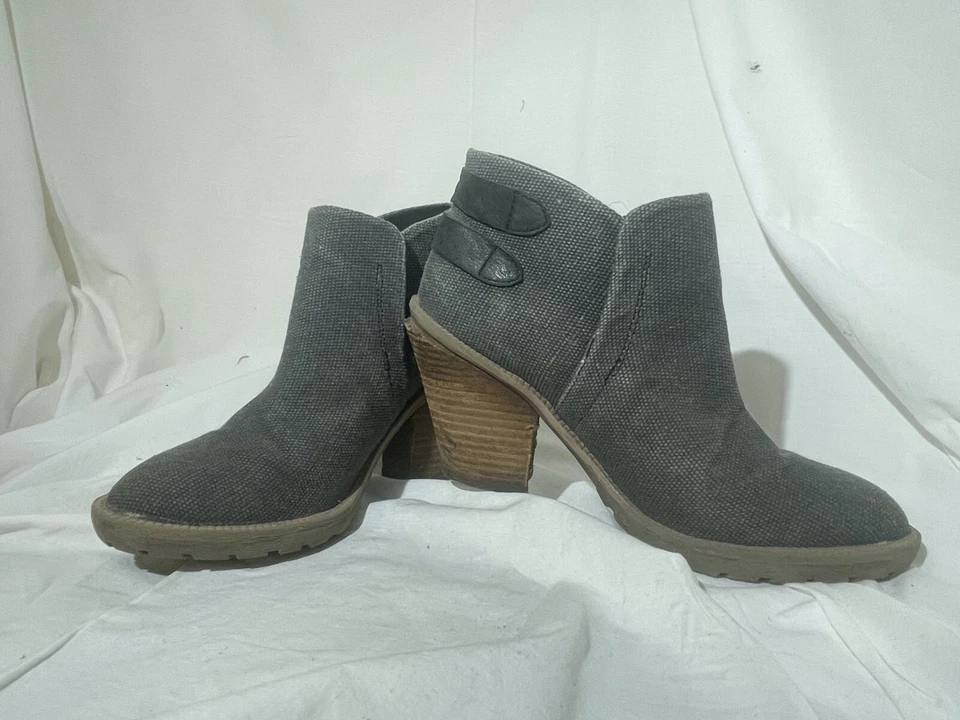 Kenneth Cole Reaction Womens Denim Look Kit-ty Booties Canvas Leather Size 8 - Image 1 of 4