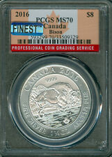 2016 CANADA BISON $8 SILVER 1-1/4 OZ NGC MS70 MAC FINEST GRADED SPOTLESS  .