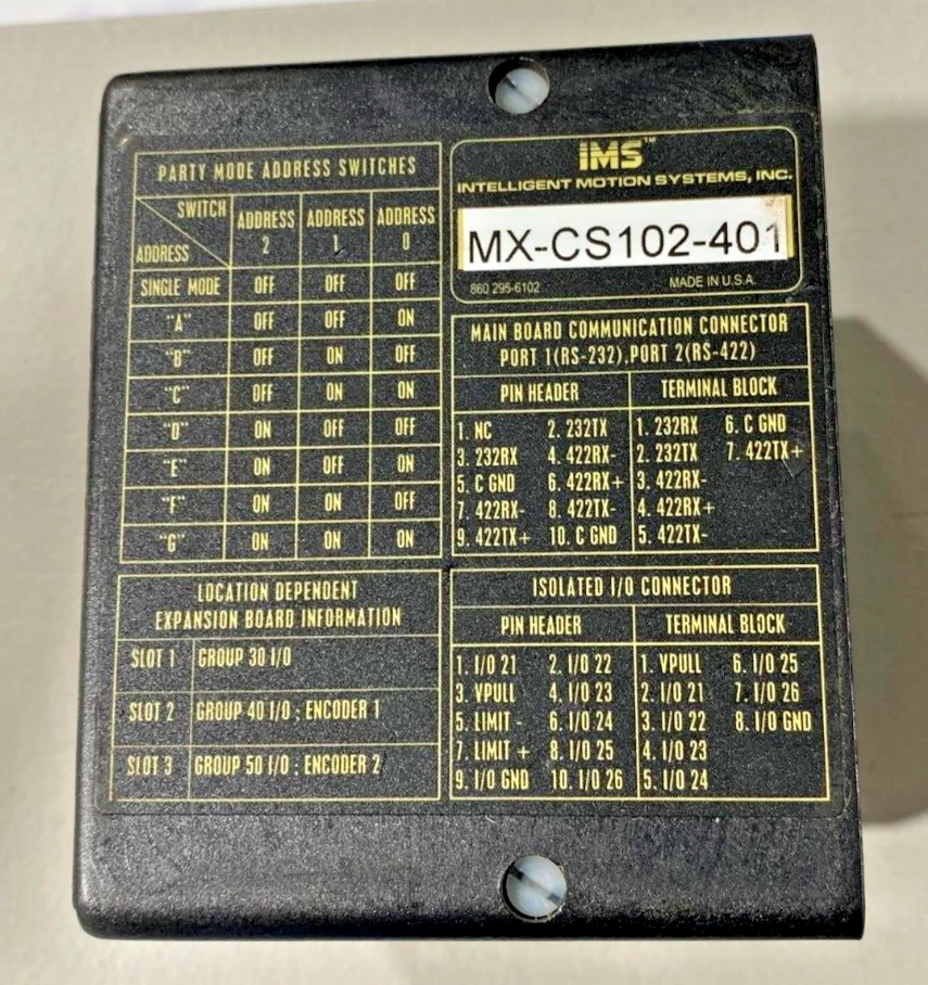 Intelligent Motion Systems IMS MX-CS102-401  Stepped Motor Control - Image 1 of 4