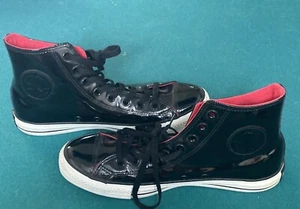 Converse All Star Leather High Top Shoes Size 11 Men 13 Women Shiny Black Clean! - Picture 1 of 6