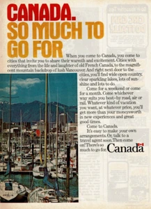 1977 Vintage Print Ad Canada So Much To Go For Travel Vacation French Vancouver - Bild 1 von 2