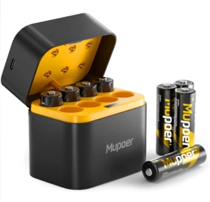 Rechargeable AA Lithium Batteries, 3600mWh 1.5V, 8-Pack with Charger & Case - Picture 1 of 9