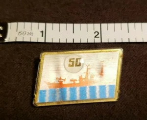 Vintage Russian Soviet USSR CCCP 50 Years Red Battleship Sea Lenticular Pin  - Picture 1 of 4