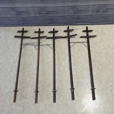 Vintage O Scale Wooden Telephone Poles Lot (5)For Model Train Set Lionel C6 - Image 1 of 4