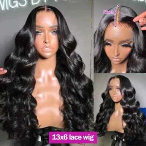 13x4 13X6 Body Wave Transparent 360 HD Lace Front Human Hair Wig For Black Women - Picture 1 of 11