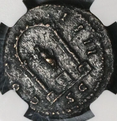 158 NGC Ch VF Roman Empire Antoninus Pius AS Emperor Shrine 20th Year (21091105C - Image 1 of 4