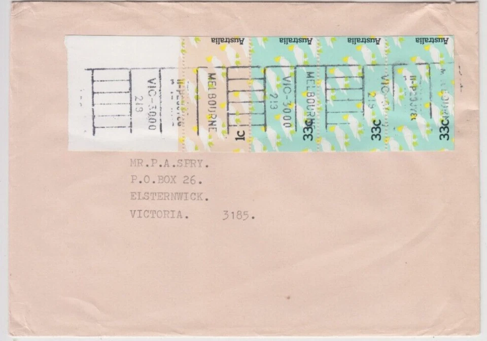 Stamps Australia 1986 Cockatoo bird full booklet pane cover Melbourne postmark - Image 1 of 1
