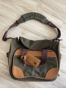 Vintage LL Bean Canvas Travel Bag Luggage Canvas/ Leather Trim EUC. - Picture 1 of 12