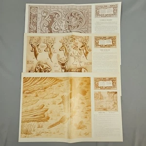 Leather Craft Doodle Pages of the Month Lot (3) Vtg Craftool Carving Patterns - Picture 1 of 2