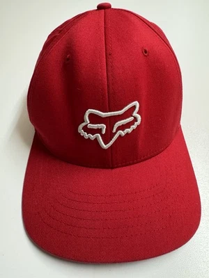 Boné elástico clássico vermelho chapéu FlexFit vintage Fox Racing "cabeça" - Imagem 1 de 4