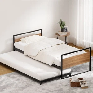 Artiss Bed Frame 2x Single Size Metal Trundle Daybed DEAN - Picture 1 of 7