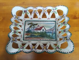 Vintage ALCOBACA EPL #435 Made In Portugal  Pedestal Dish~Floral~Hand Painted  - Picture 1 of 9