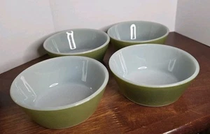 4 Vintage Anchor Hocking Fire King Bowls Berry Cereal Avacado Green 2" X 5" - Picture 1 of 6