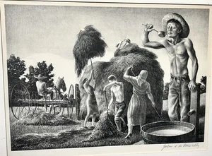 Original WPA John De Martelly Lithograph Print While Sun Shines Pencil Signed - Picture 1 of 6