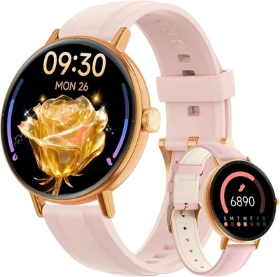 Relojes inteligentes para mujeres, rastreador de fitness HD 1.27 para responder/hacer llamadas, frecuencia cardíaca/SL Foto 1 de 4