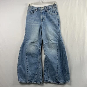 Pantalones de mezclilla We the Free People talla 26S Extreme Flare Bell Bottom botón mosca sueltos - Imagen 1 de 15