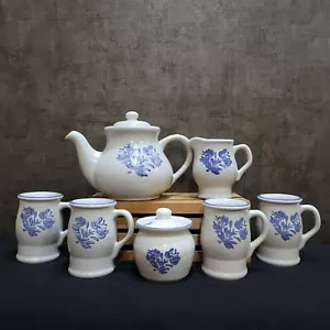 Pfaltzgraff Yorktowne Tea Pot Creamer Sugar Bowl with Lid 4 mugs - Picture 1 of 7