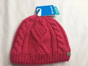 New Columbia Girls Knit Fleece Lined Hat Beanie Youth Girls Pink S/M - Picture 1 of 5