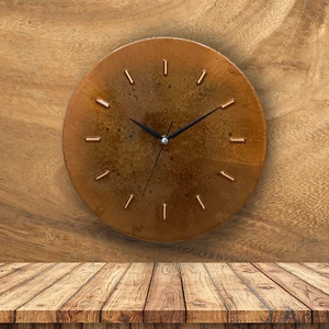Orologio da parete in rame patina arrugginito fatto a mano fattoria metà secolo arredamento da parete moderno - Foto 1 di 11