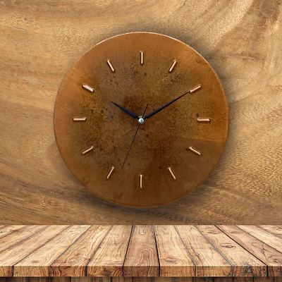 Reloj de pared de cobre pátina oxidada hecho a mano granja mediados de siglo decoración de pared moderna Foto 1 de 4