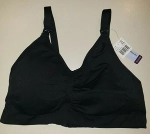 Mujer NUEVO SUJETADOR DE ENFERMERÍA MATERNIDAD COMPLETO BUSTADO talla XL negro sólido NUEVO CON ETIQUETAS SIN COSTURAS - Imagen 1 de 2