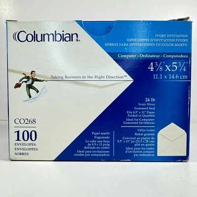 Sobres de invitación colombiana A2 4-3/8 x 5-3/4 pulgadas marfil caja de 100 quilates CO268 Foto 1 de 4