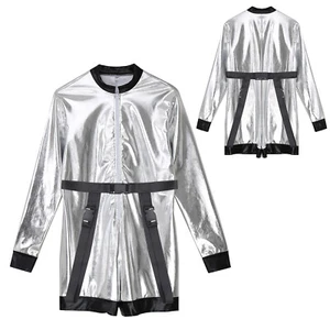 Mens Bodysuit Christmas Jumpsuit Clubwear Astronaut Costume Party Romper Shiny - Picture 1 of 17