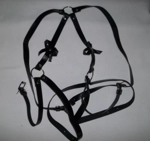 Arnés de cuerpo de muslo sintético decoración cintura/trasero/interno negro nip gótico - Imagen 1 de 3