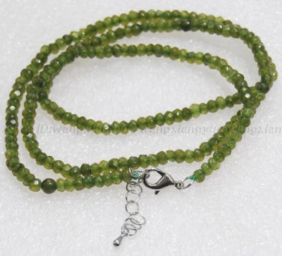 Collar de cuentas redondeadas facetadas gemas de peridoto natural de 18" 25" 36" 50" 2x4 mm AAA Foto 1 de 4