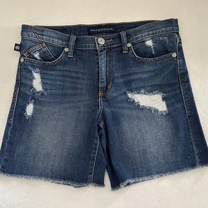EUC Women's Size 10 Rock & Republic Bumper Shoot Denim Distressed Shorts Nice - Picture 1 of 7