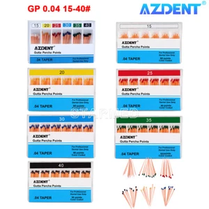 AZDENT Dental endodontische Wurzelkanal Gutta Percha Punkte Verjüngung 0,04 15-40# - Bild 1 von 33