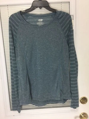 Camisa para mujer transpirable ligera jaspeada azul verdoso manga larga talla L Foto 1 de 4