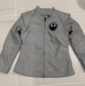 Disney Star Wars Rey Faux-Leather Jacket Gray Girls size 9/10 - Picture 1 of 5