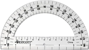 6-Inch Plastic 180 Degree Protractor, Clear - Picture 1 of 12