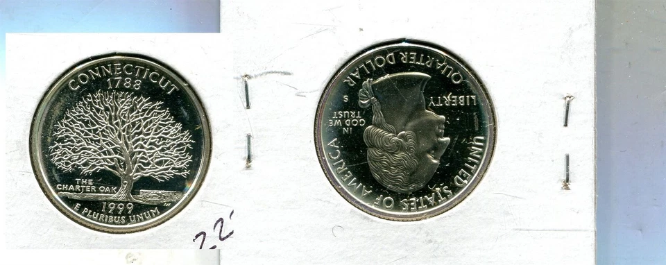 1999 S CONNECTICUT SILVER PROOF STATE QUARTER 2227T - Image 1 of 1