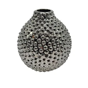 Jarrón Pier One Hobnail Flor Seca Arreglo Plateado Metálico Cerámica Botella Jarrón - Imagen 1 de 9