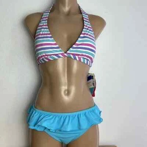 NWT Coco Rave Swimsuit Bikini 2pc set Size XL 38 C-cup Halter Ruffles - Picture 1 of 4