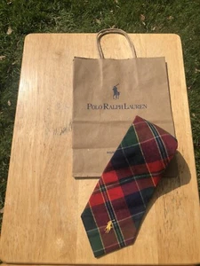 Vintage Polo Ralph Lauren Madras Plaid Tie Necktie Equestrian Pony Sportsman - Picture 1 of 4