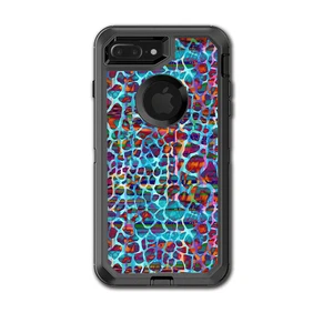 Skin Decal for Otterbox Defender iPhone 7 PLUS Case / Colorful Leopard Print