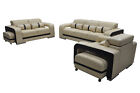 Sofa Set Usb Leather Couch Upholstered Set 3+2+1 Seaters Complete Living Room