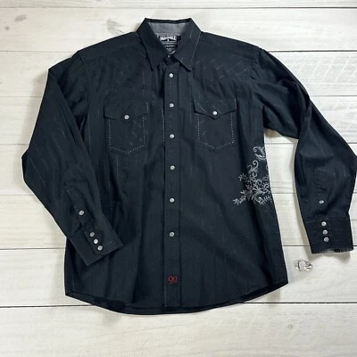 Camisa occidental Panhandle delgada para hombre talla L negra bordada frontal a presión Foto 1 de 4