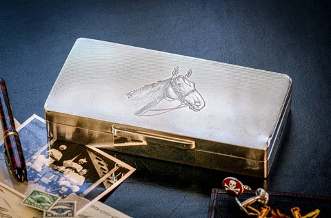 Incredible Horse Equestrian Antique Sterling Silver Desk Trinket Jewelry Humidor Cover