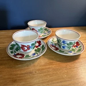 Lote de 3 platos de rosas Late Adams antiguos c. 1850 tazas de té sin manos platillos - Imagen 1 de 8