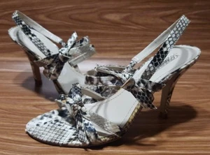 NINE WEST SNAKE PRINT SLING BACK HEELS WOMENS SHOES 7 M - Picture 1 of 6